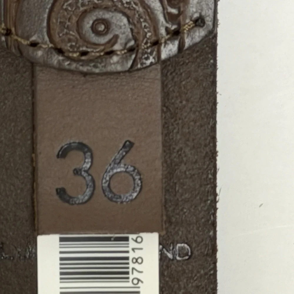 Lucky Brand Men's Size 36 100% Leather Belt Brown Embossed Floral Western NWT